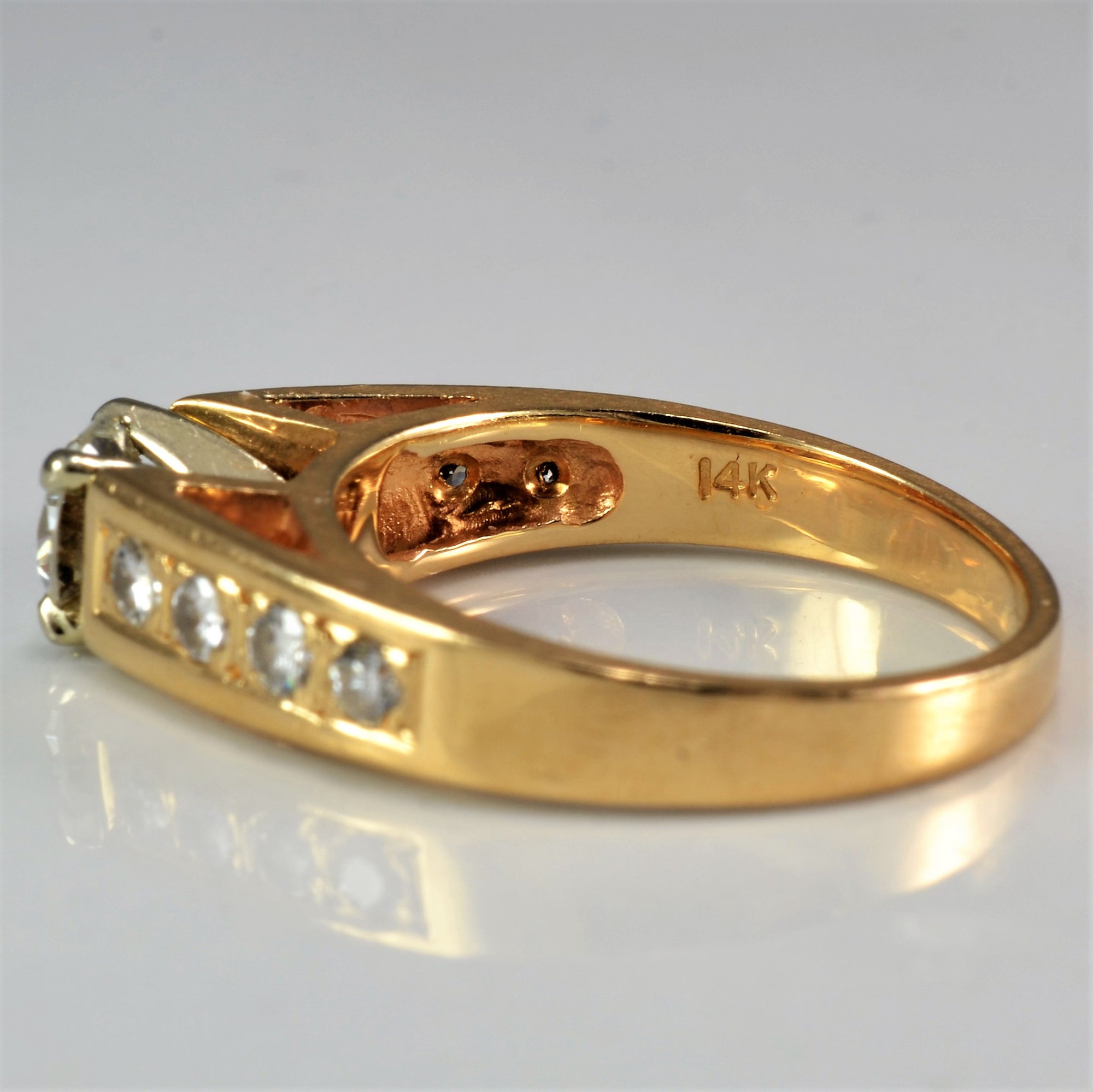Wide High Set Diamond Engagement Ring | 0.86ctw | SZ 6 |