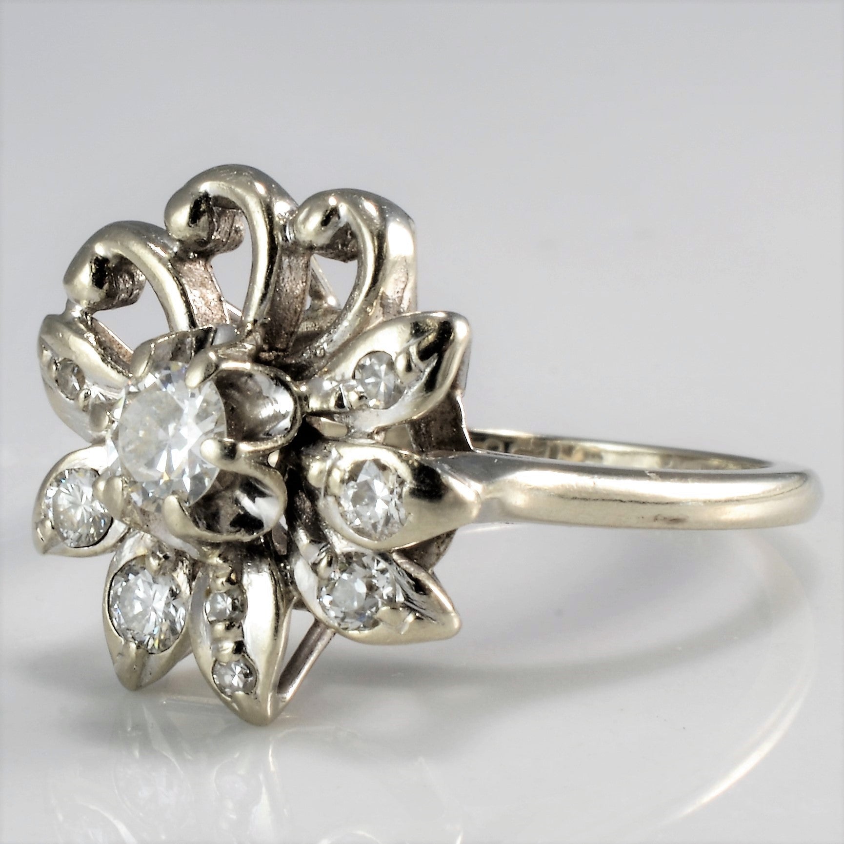 High Set Floral Diamond Ring | 0.39 ctw, SZ 6 |