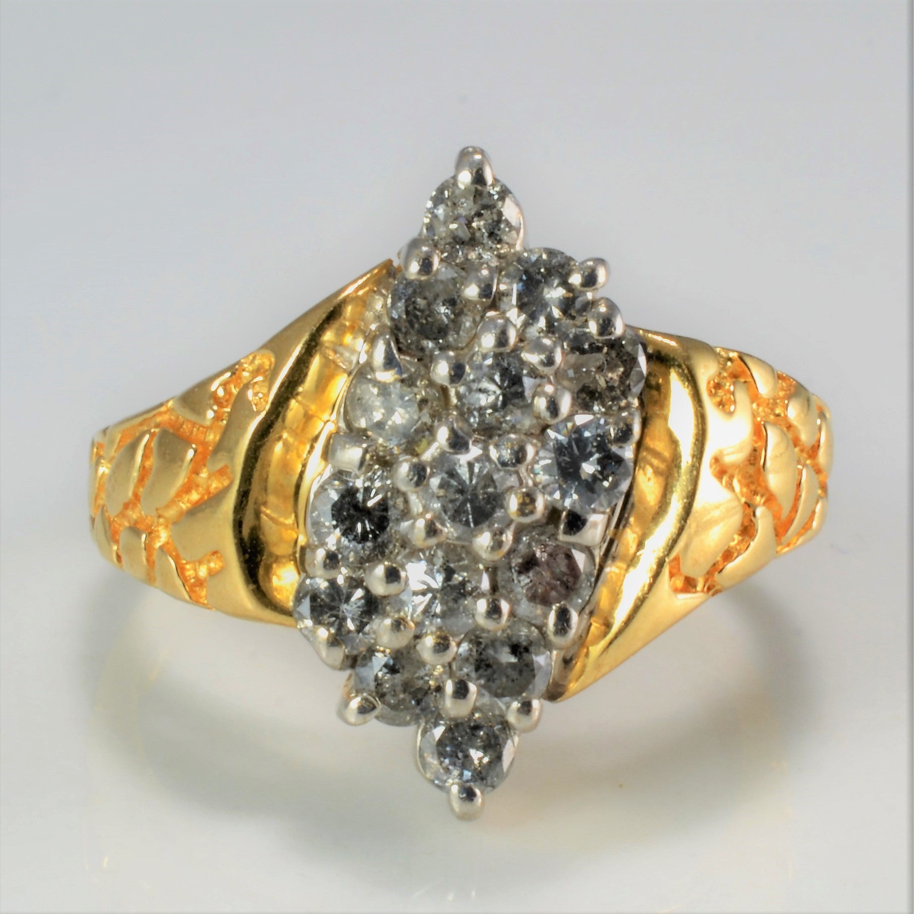 Textured Cluster Diamond Ladies Ring | 0.90 ctw, SZ 6.5 |