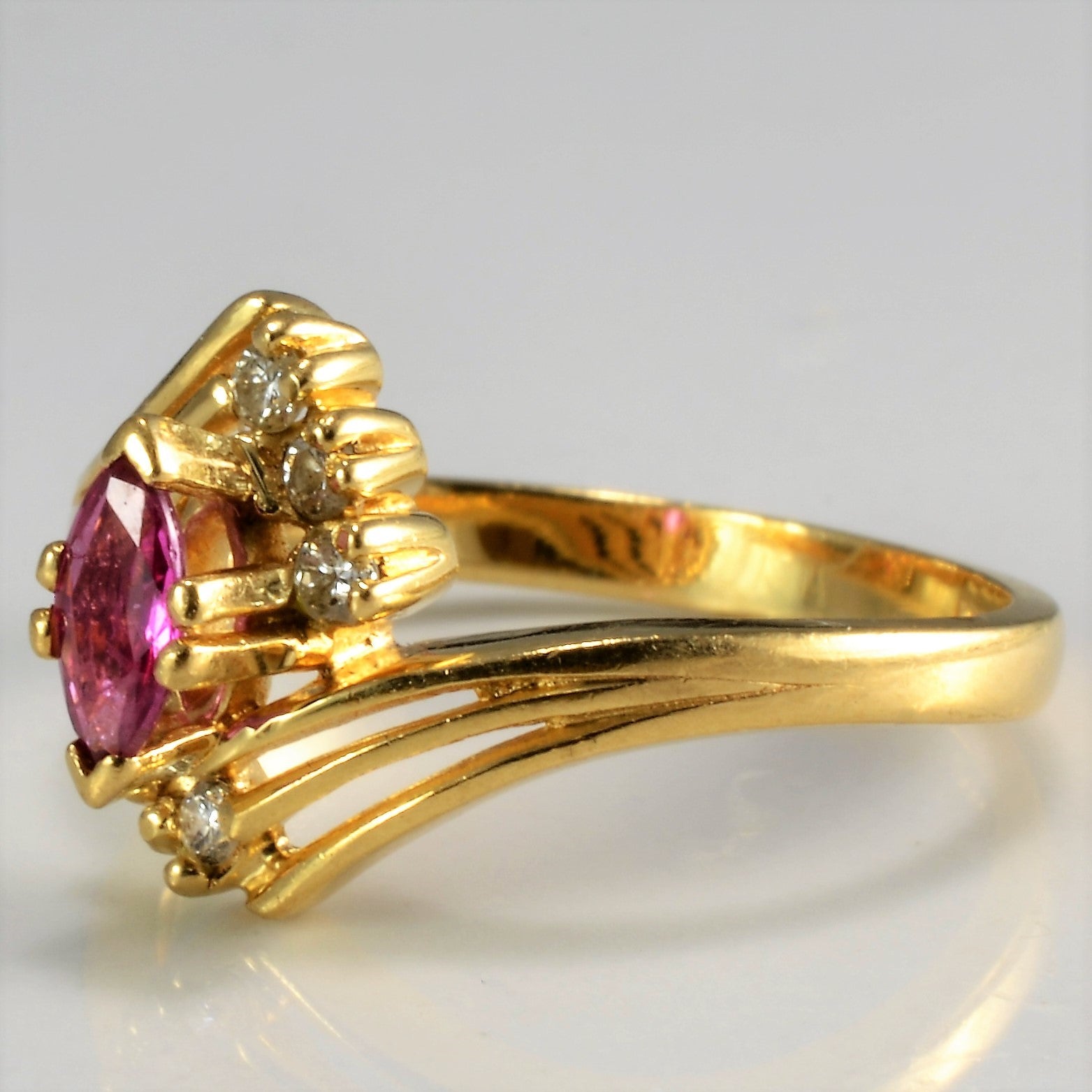 Bypass Pink Sapphire & Diamond Ring | 0.12 ctw, SZ 6.5 |