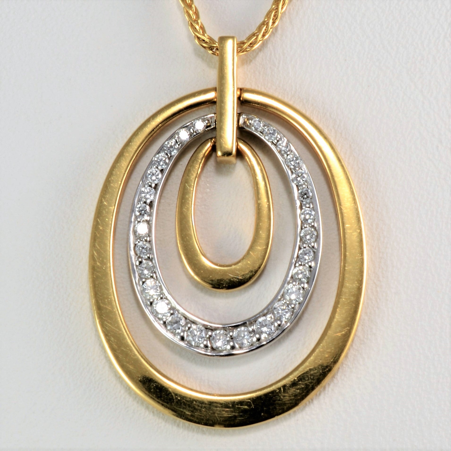 Fancy Triple Circle Diamond Pendant Necklace | 0.33 ctw, 17''|