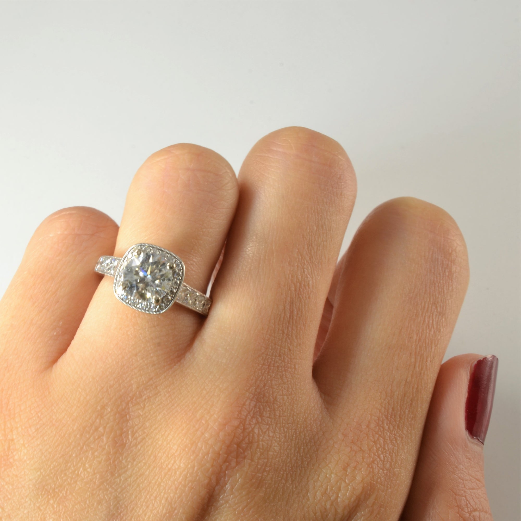 'Simon G' Diamond Halo Engagement Ring | 2.06ctw | SZ 4.5 |
