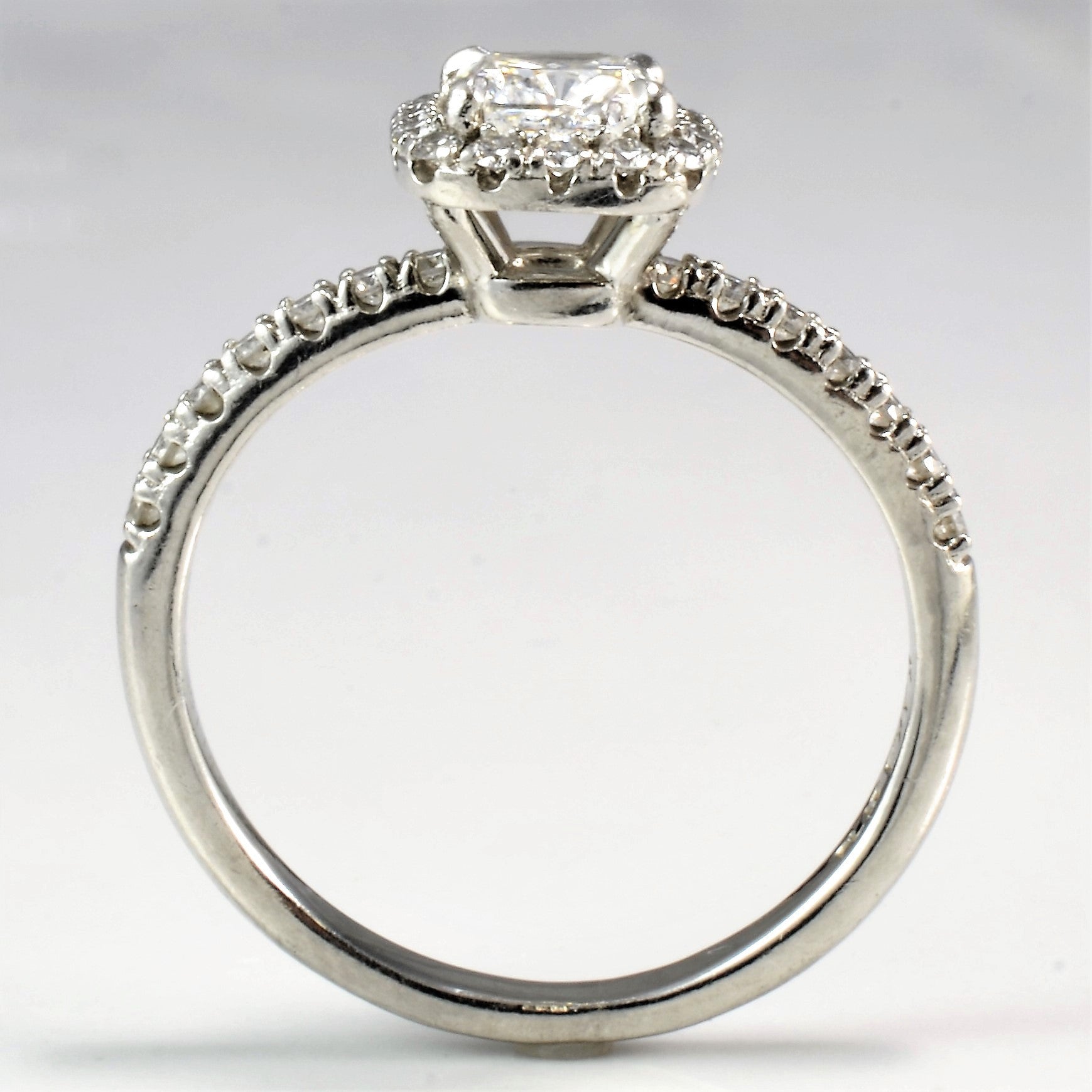GIA Cushion Cut Diamond Halo Engagement Ring | 1.00ct VVS2 F, 0.36ctw |  SZ 7.75 |