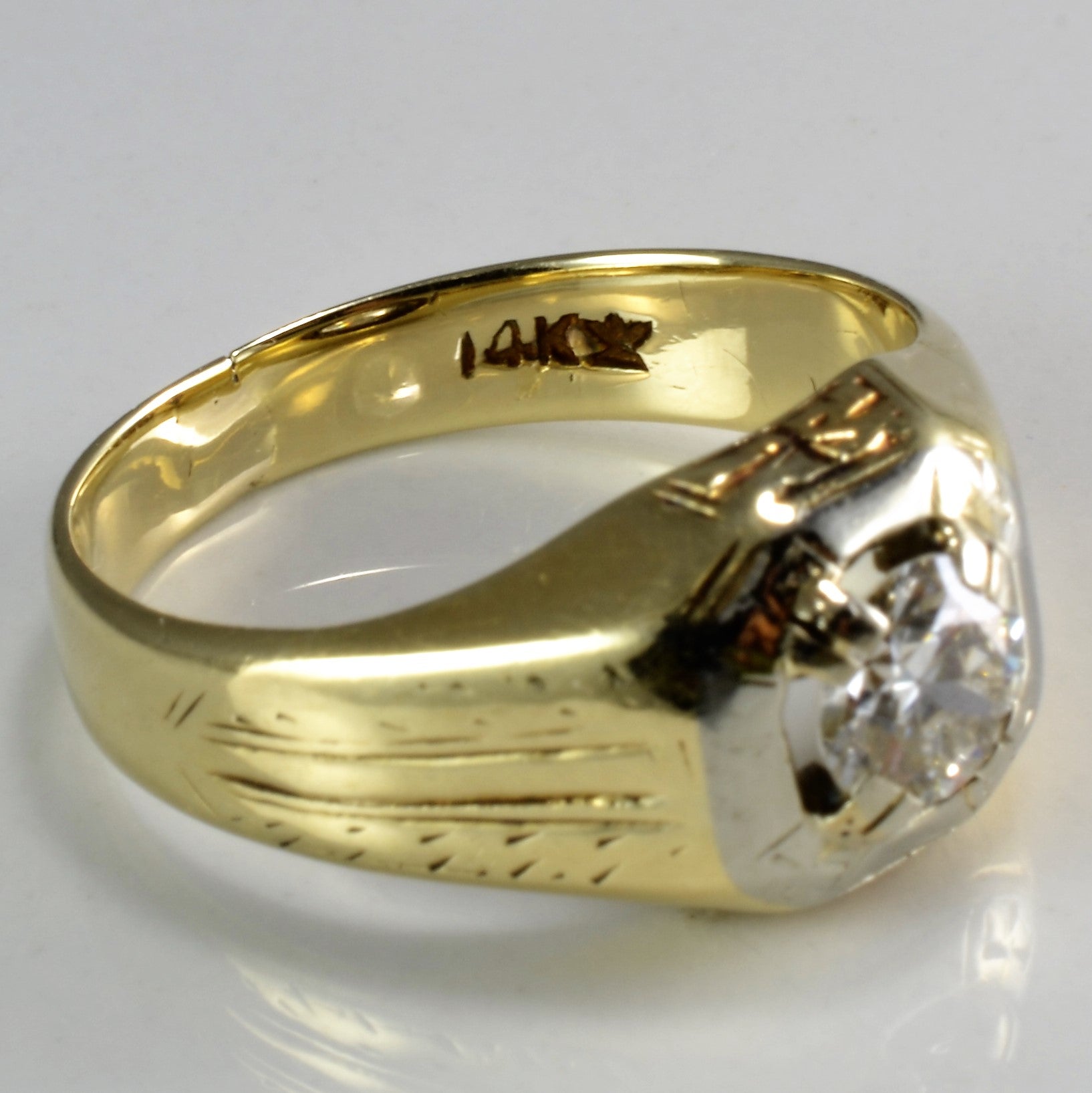 1930's Wide Band Solitaire Ring | 0.47 ct, SZ 6.75 |