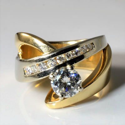 Two Tone Bypass Engagement Ring | 0.95ctw | SZ 6.5 |