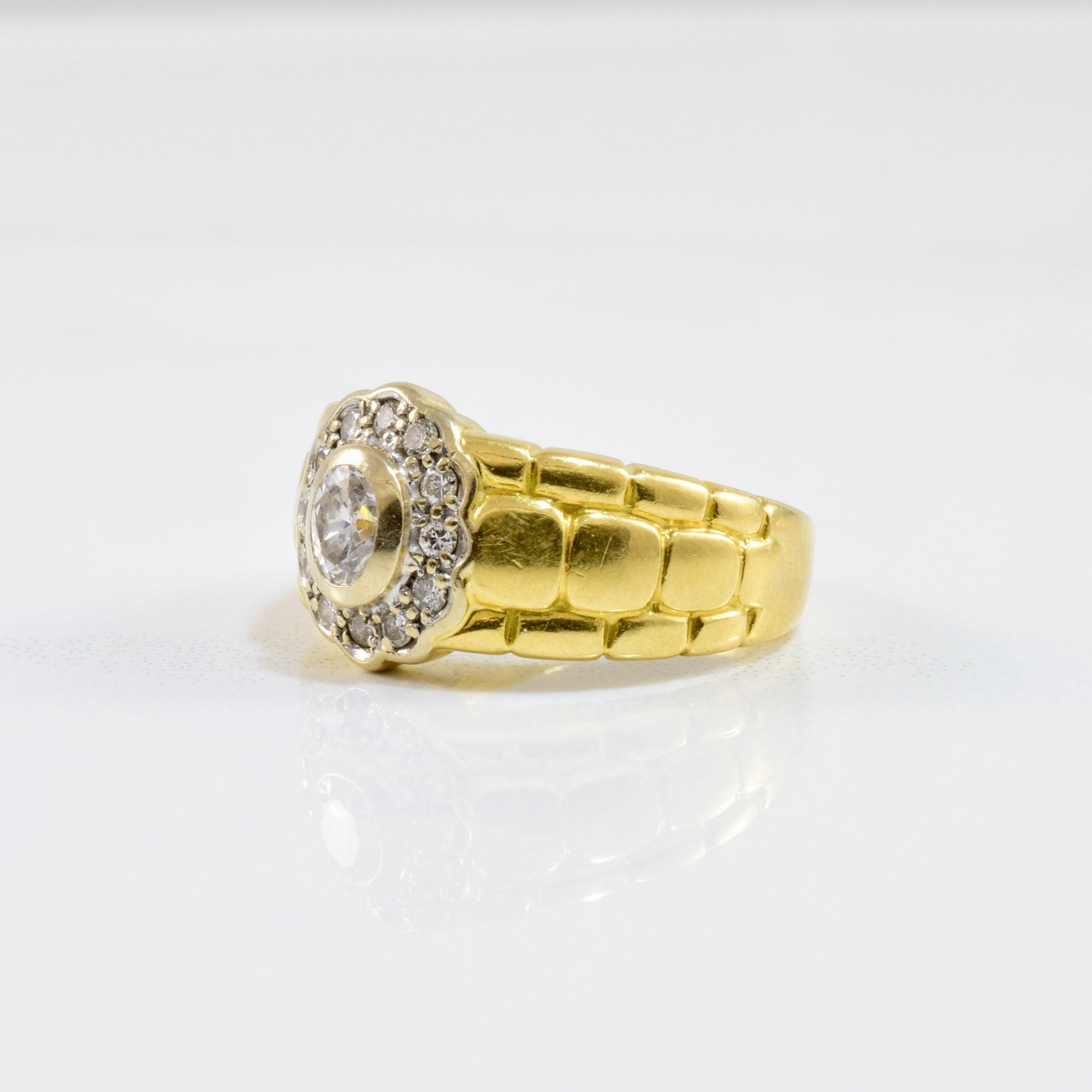 Oval Bezel Set Cluster Diamond Engagement Ring | 0.34 ctw SZ 5 |