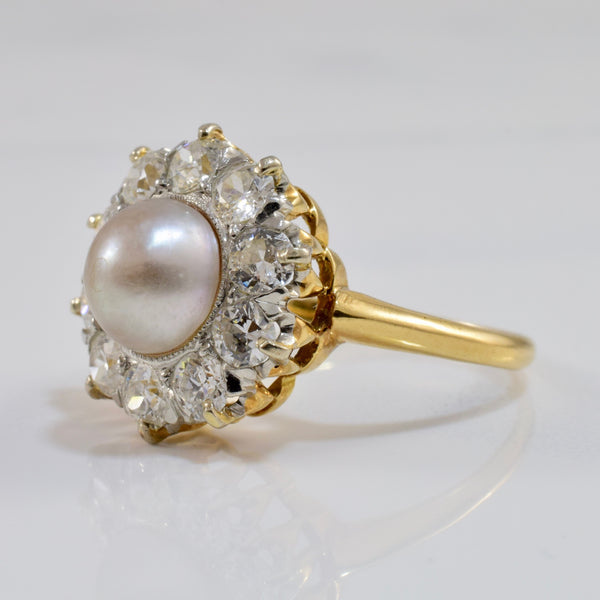 Victorian Era Pearl and Diamond Ring | 0.90 ctw SZ 5.5 |