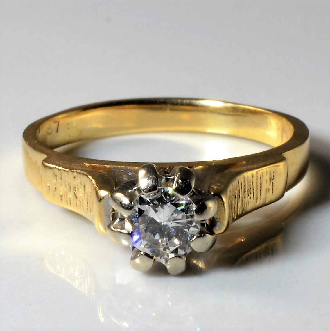Textured High Set Solitaire Diamond Ring | 0.27ct | SZ 5