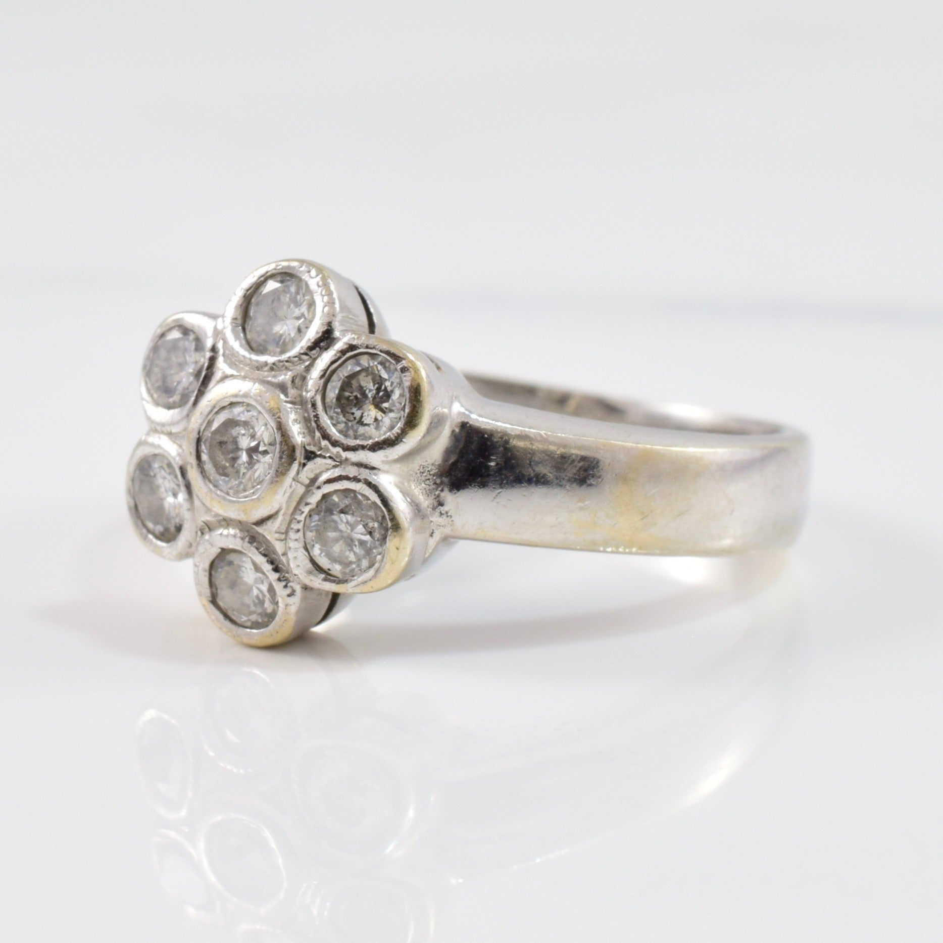 Floral Bezel Set Diamond Ring | 0.35 ctw Sz 5 |