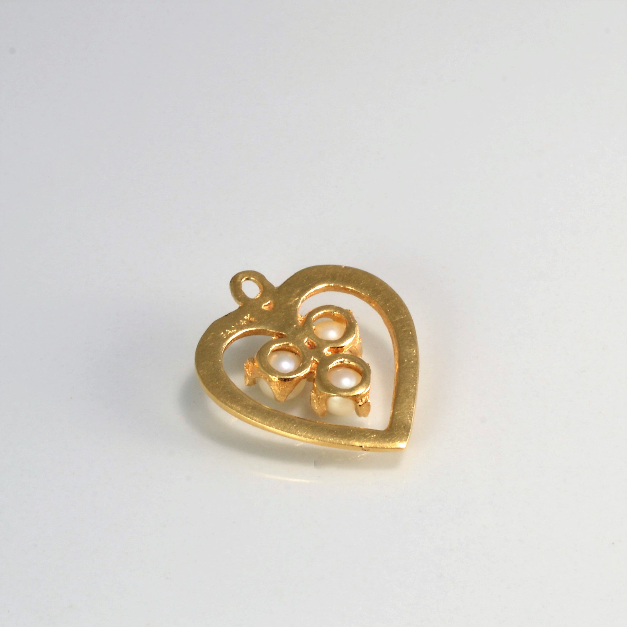 Three Stone Pearl Heart Pendant