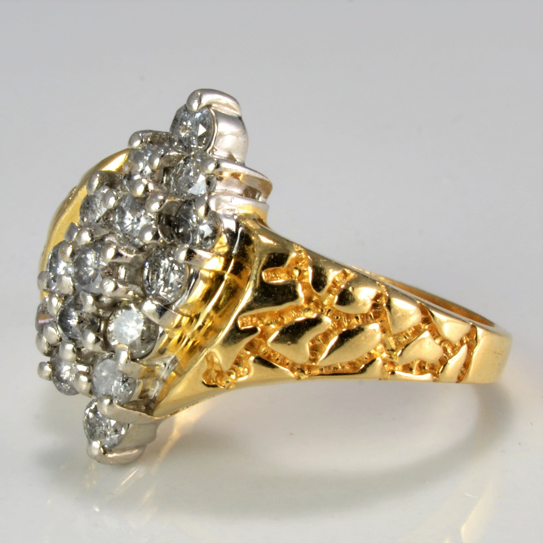 Textured Cluster Diamond Ladies Ring | 0.90 ctw, SZ 6.5 |