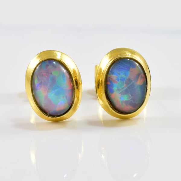 Bezel Set Opal Earrings