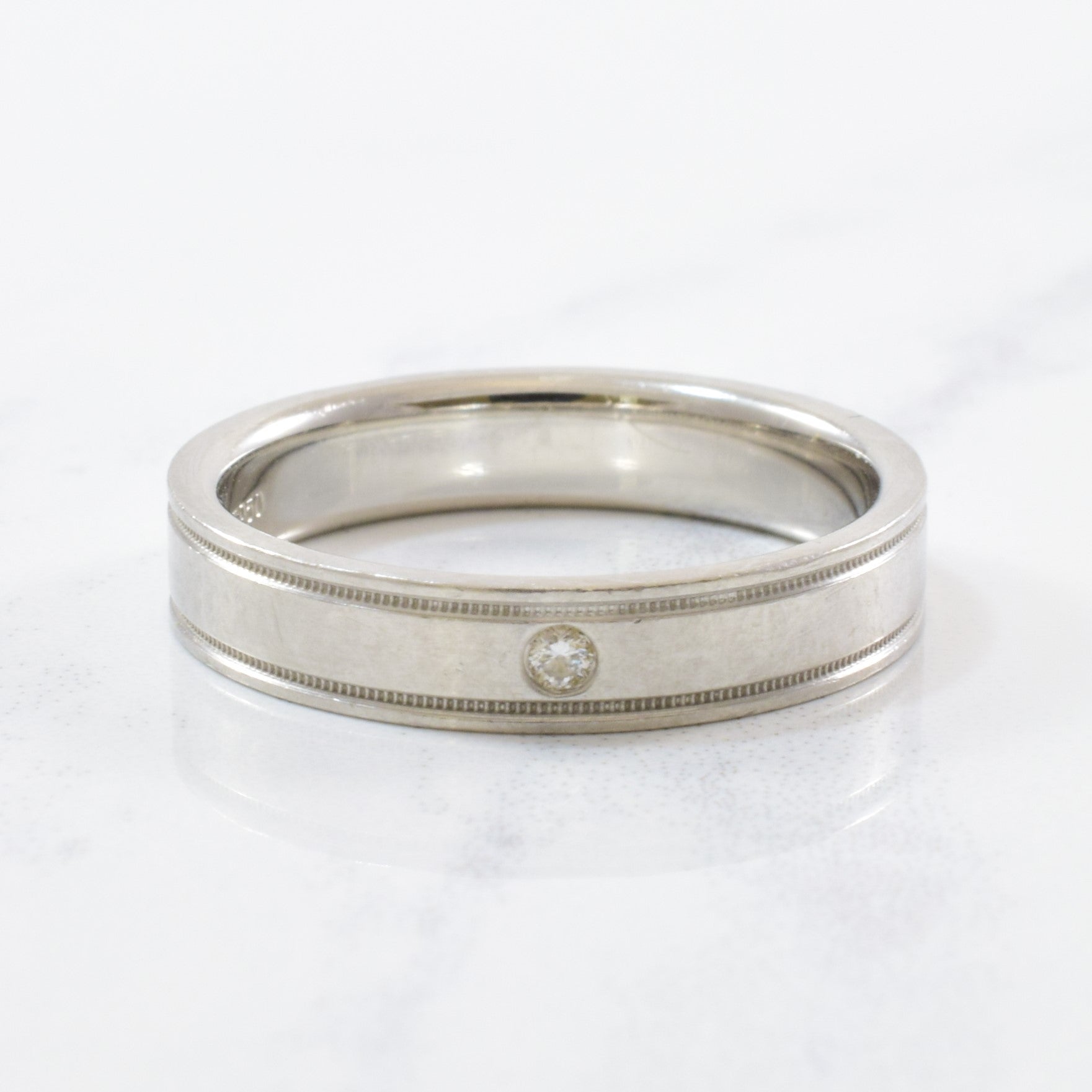 'Tiffany & Co.' Essential Double Milgrain Ring | 0.01ct | SZ 7.5 |