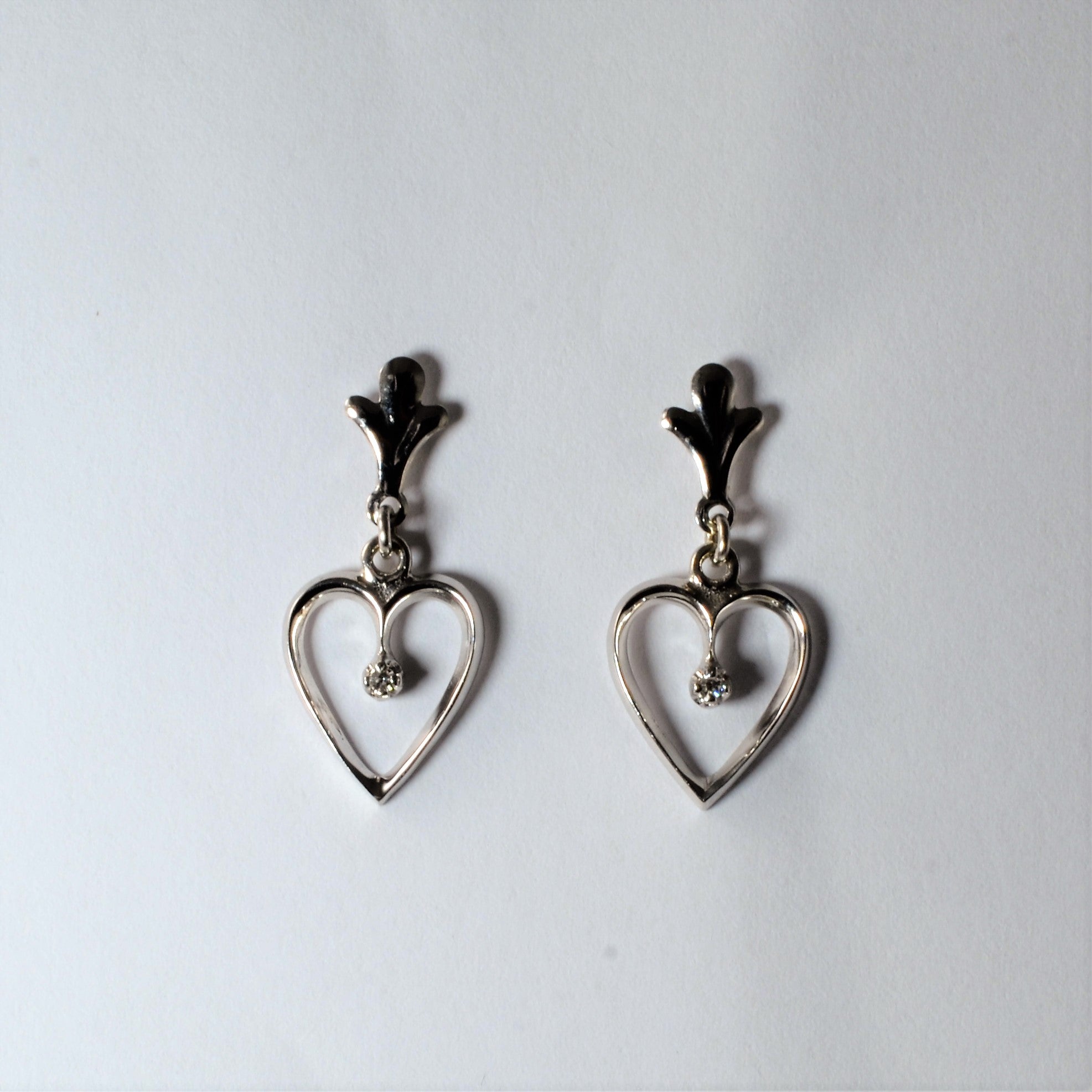 Diamond Hanging Hearts Earrings | 0.02ctw |