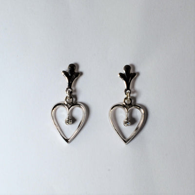 Diamond Hanging Hearts Earrings | 0.02ctw |