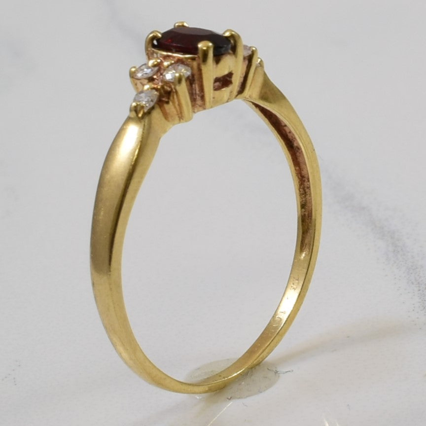 Garnet & Diamond Tapered Ring | 0.20ct, 0.06ctw | SZ 5.5 |