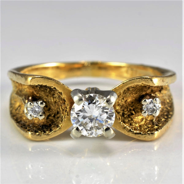 Textured Concave Vintage Engagement Ring | 0.32 ctw, SZ 4.5 |