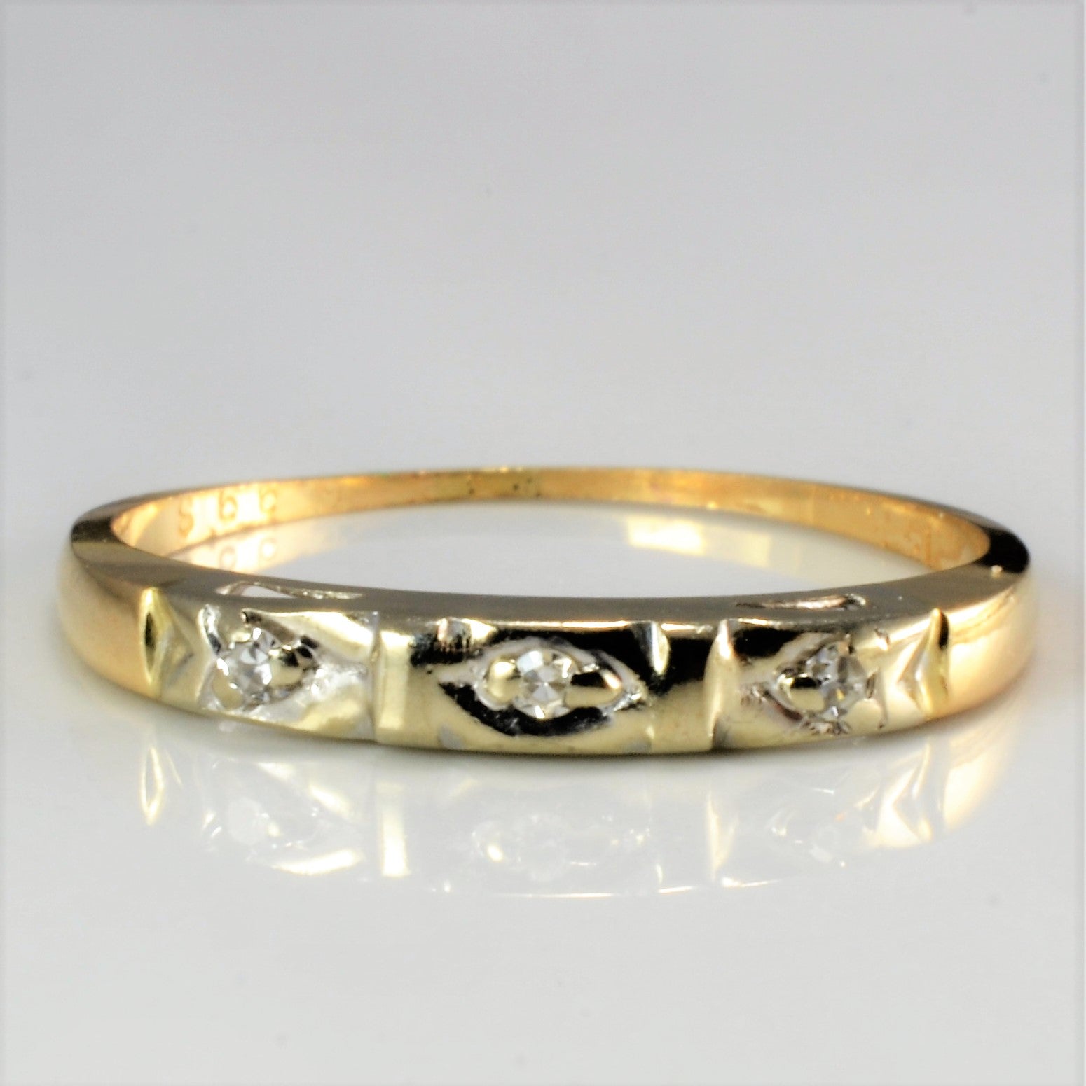 Retro Three Stone Diamond Petite Ring | 0.03 ctw, SZ 5 |