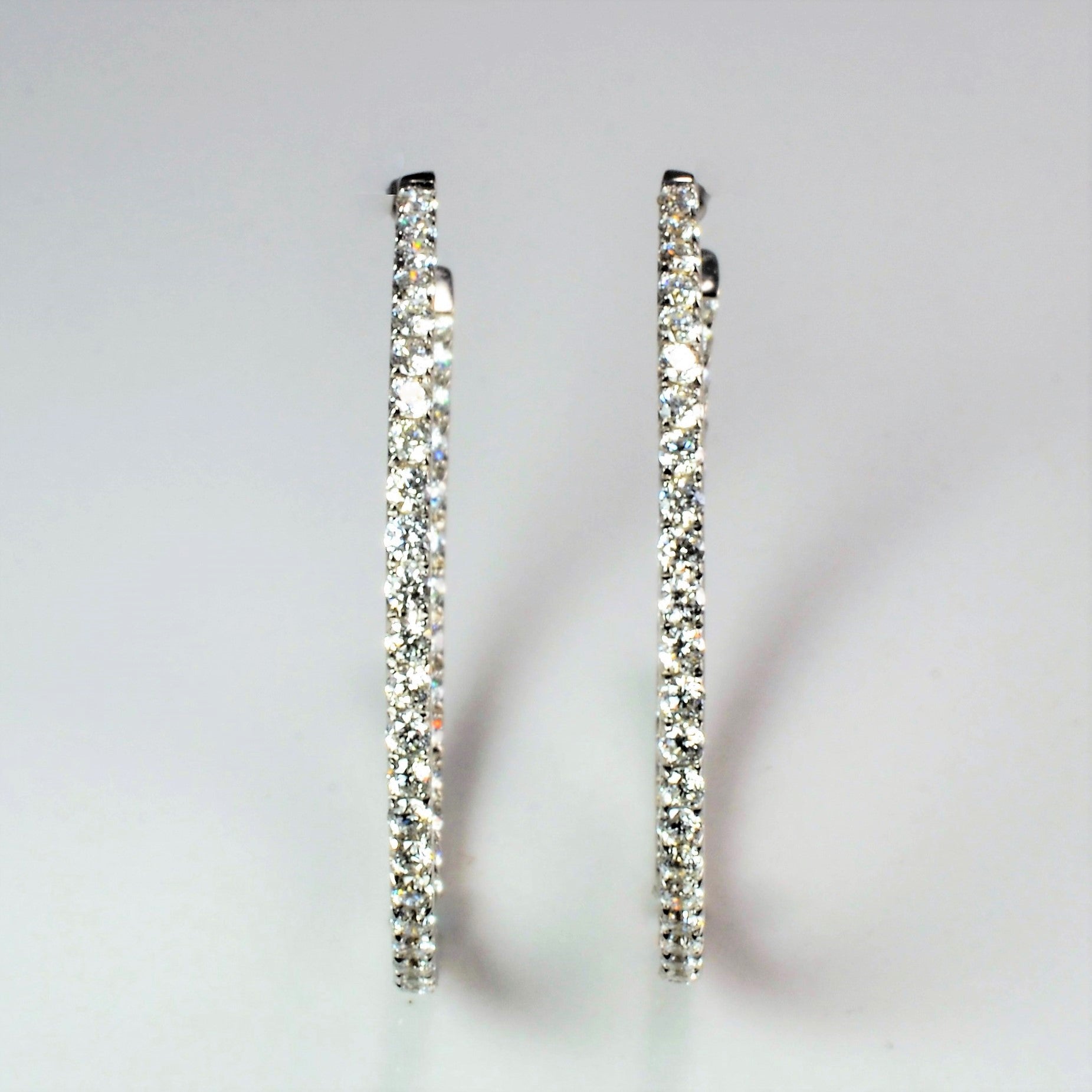 Pave Diamond Double Side Hoop Earrings | 1.00 ctw |