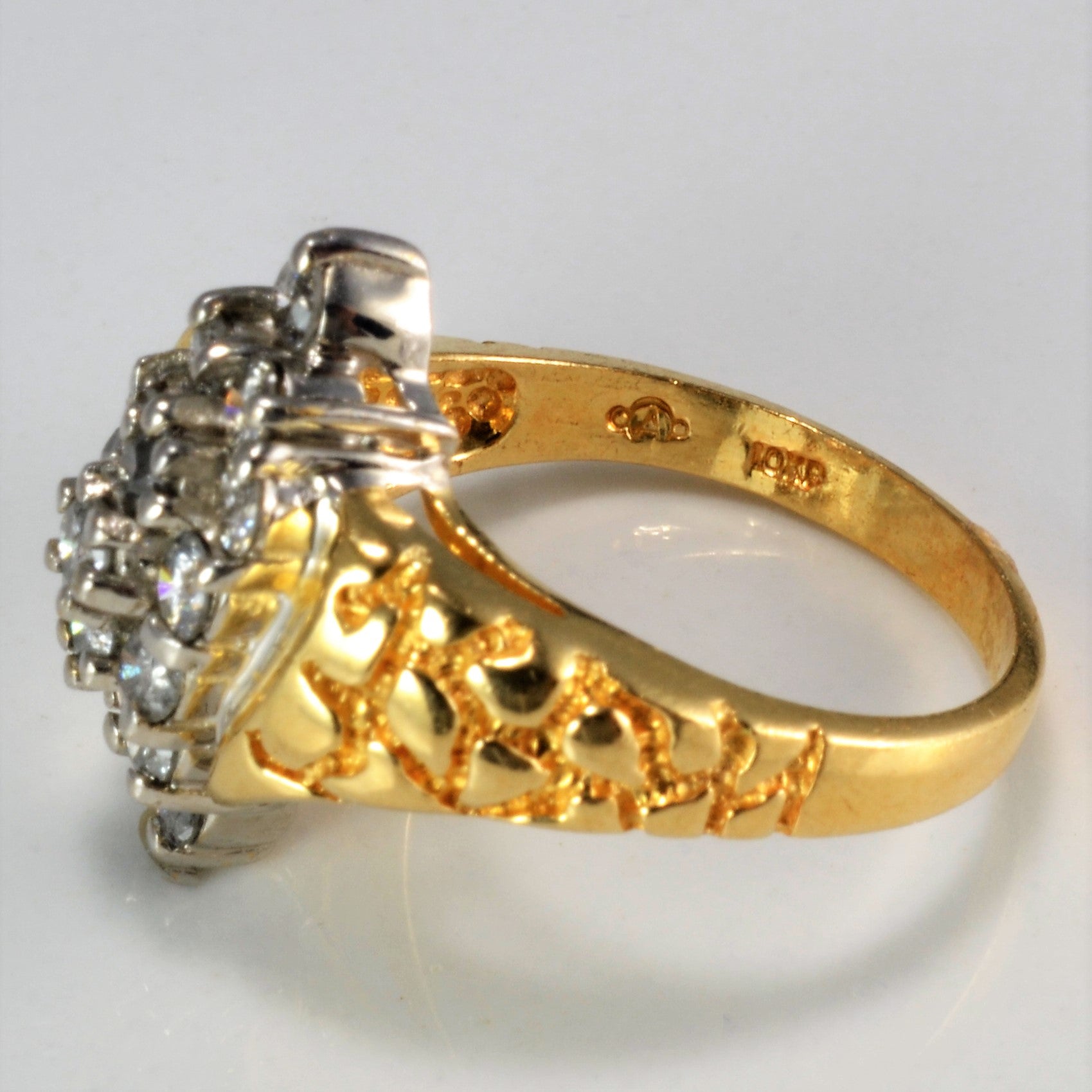 Textured Cluster Diamond Ladies Ring | 0.90 ctw, SZ 6.5 |