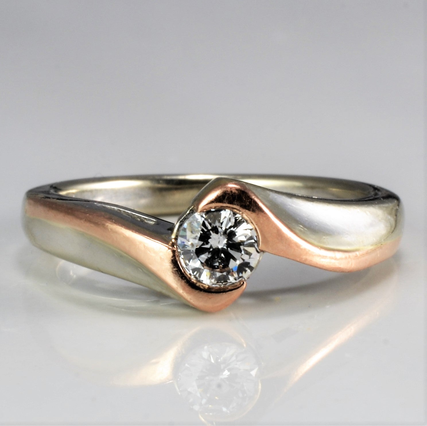 Two Tone Gold Bypass Diamond Ring | 0.26 ct, SZ 6.5 |
