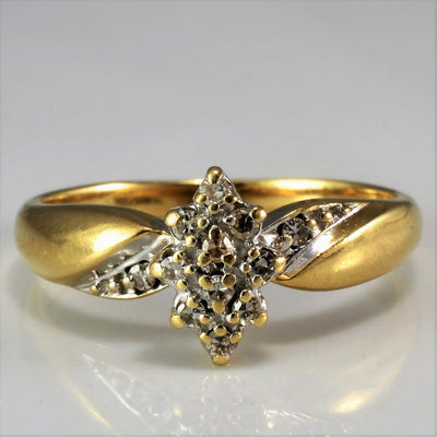 Two Tone Marquise Shaped Cluster Ring | 0.15 ctw, SZ 6 |