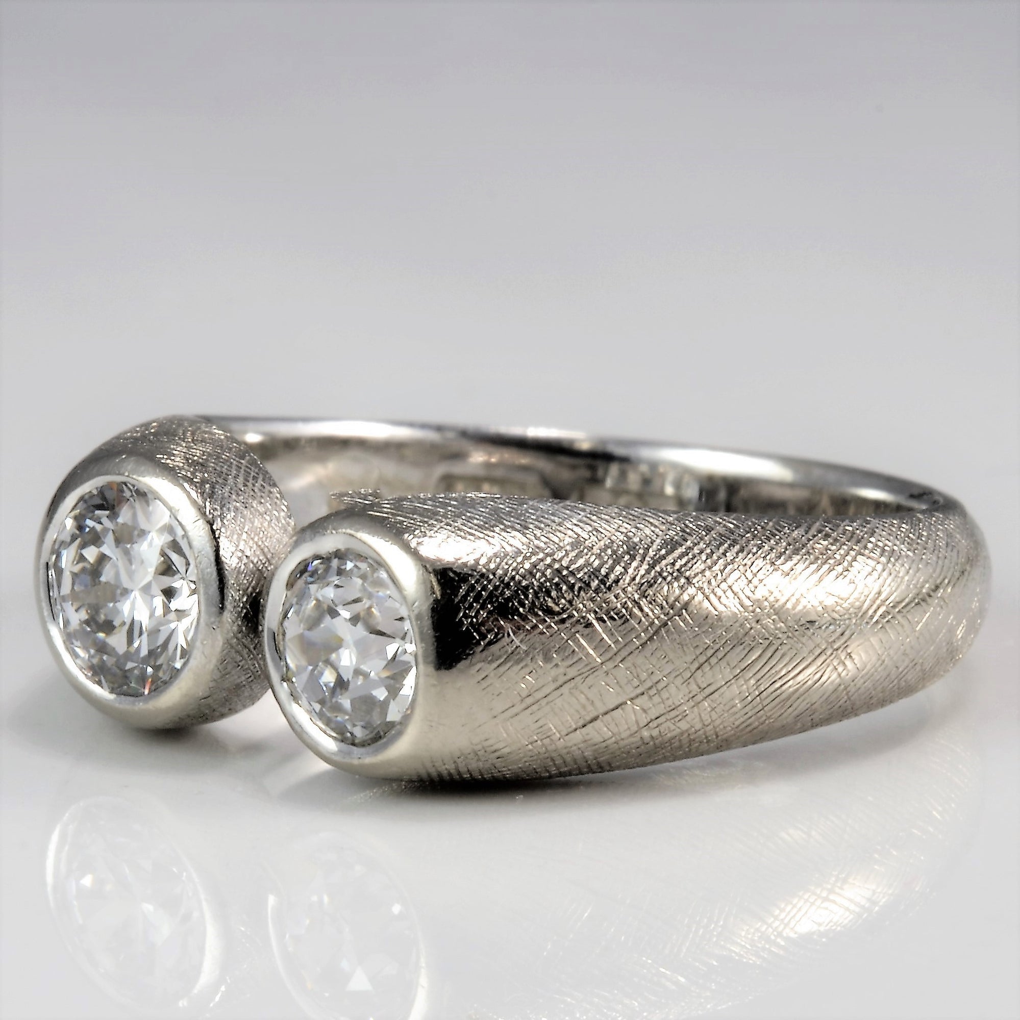 Palladium Bezel Set Two Stone Diamond Ring | 0.64 ctw, SZ 5.25 |
