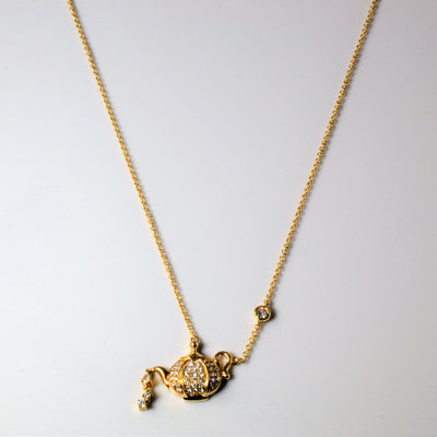 Fine Diamond Tea Pot Necklace | 0.32ctw | 17