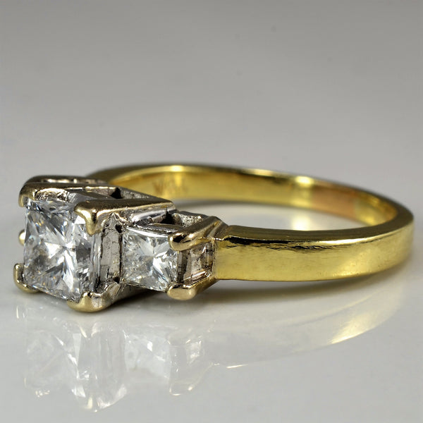 Three Stone GIA Princess Diamond Ring | 1.34 ctw, SZ 5.75 | VS2, D |