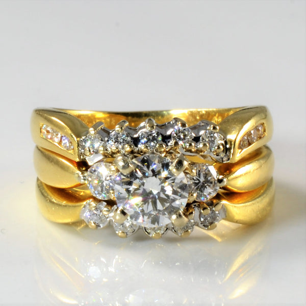 Diamond Three Ring Wedding Set | 1.04ctw | SZ 6.25 |