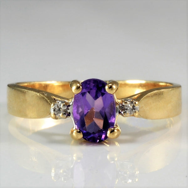 Tapered Oval Cut Amethyst Ring | 0.02 ctw, SZ 5.75 |