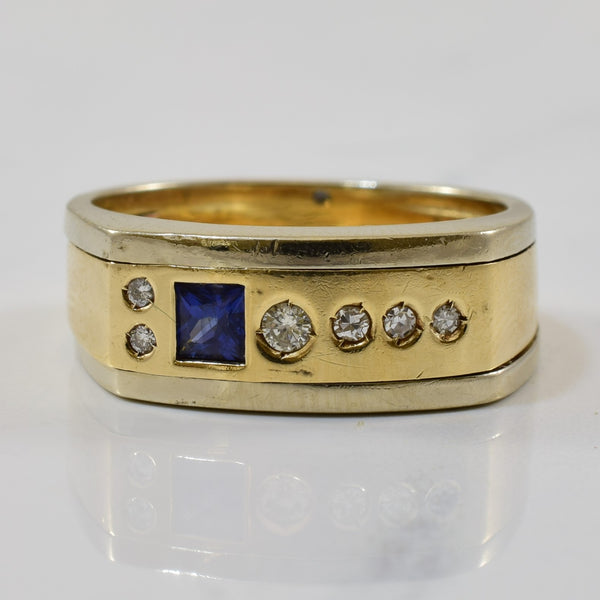 Two Tone Sapphire & Diamond Ring | 0.24ct, 0.09ctw | SZ 9.5 |