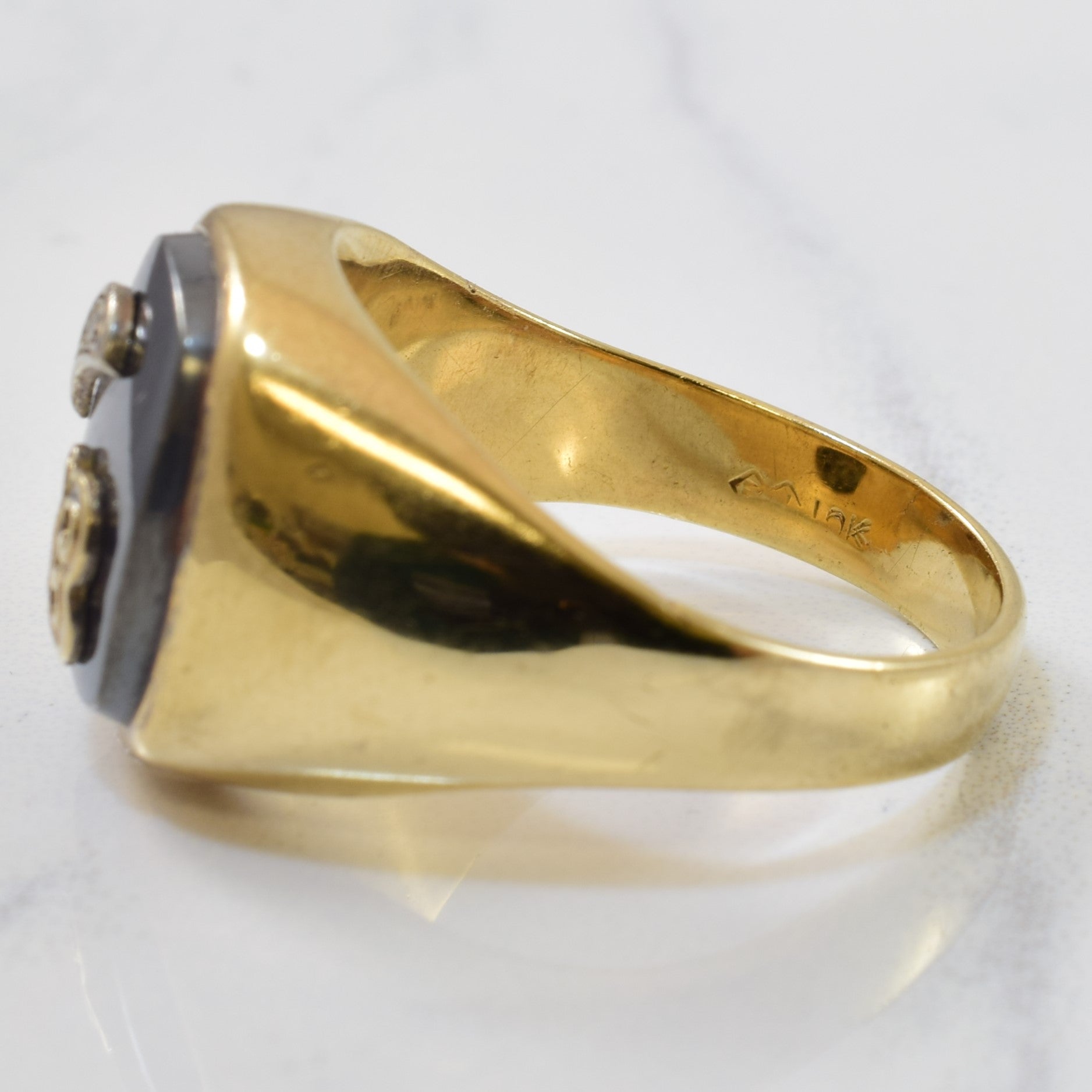 Initial 'B' Hematite & Diamond Ring | 8.60ct, 0.007ct | SZ 10.75 |