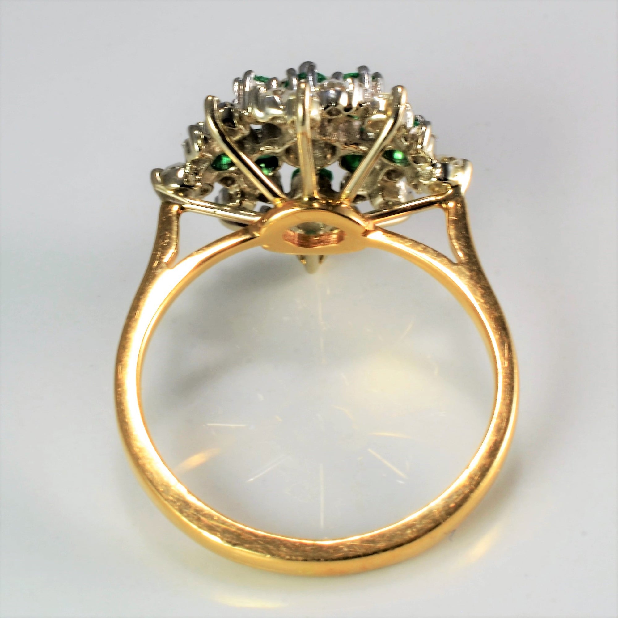 Multi- Prong Diamond & Emerald Cluster Ring | 0.56 ctw, SZ 6 |