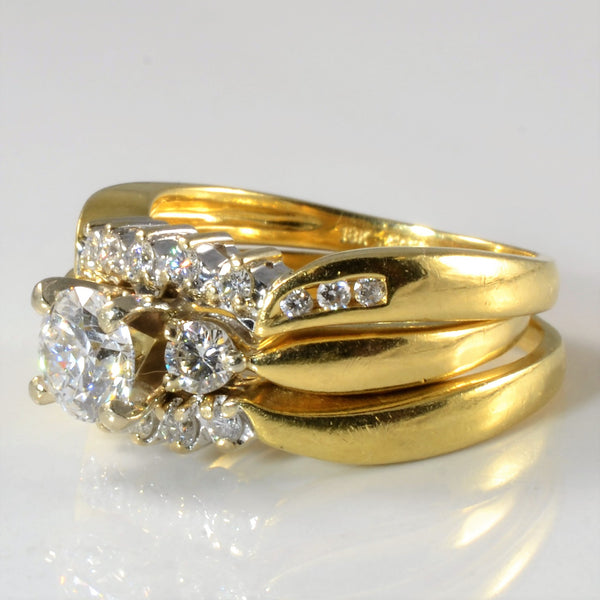 Diamond Three Ring Wedding Set | 1.04ctw | SZ 6.25 |