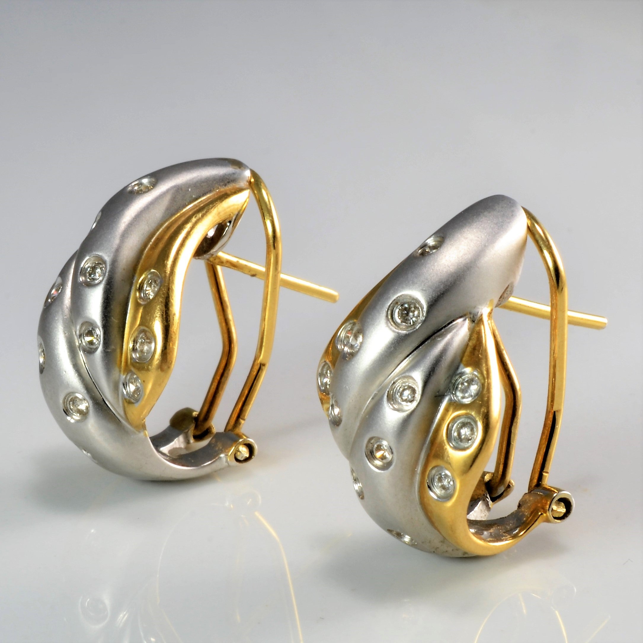 Flush Diamond Two Tone Gold Clip Earrings | 0.56 ctw |