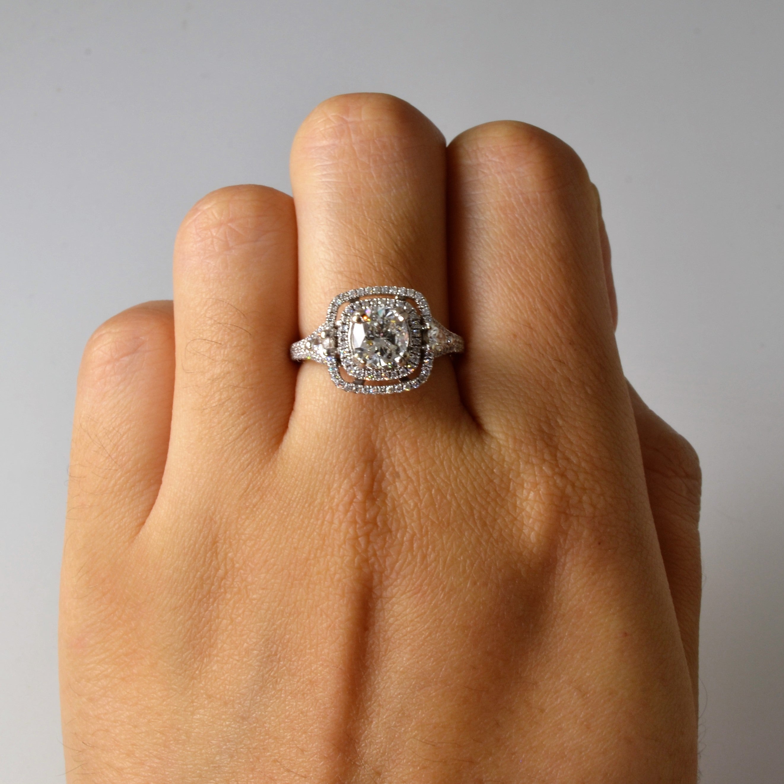 Double Halo Split Shank Engagement Ring | 1.99ctw | SZ 6.5 |