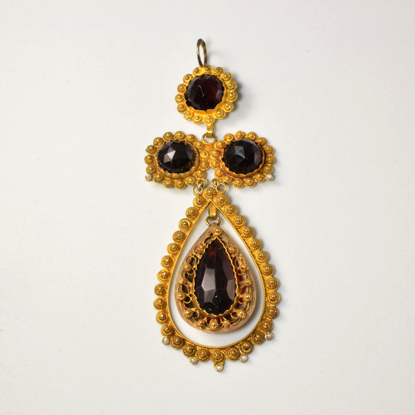 Victorian Seed Pearl & Garnet Pendant | 12.50ctw |