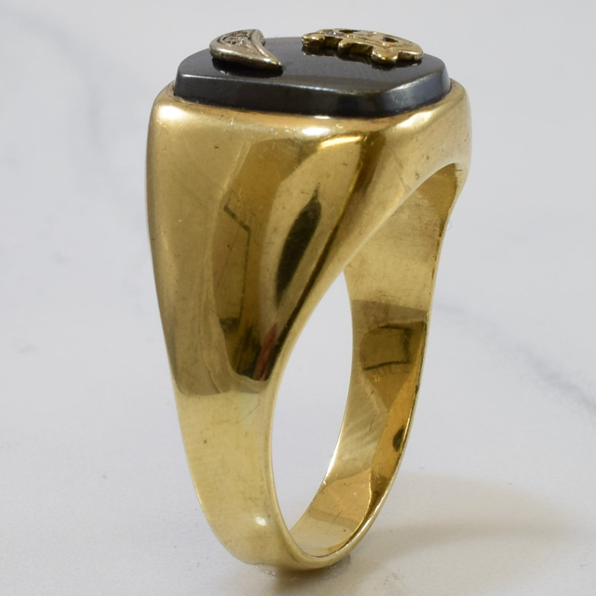 Initial 'B' Hematite & Diamond Ring | 8.60ct, 0.007ct | SZ 10.75 |