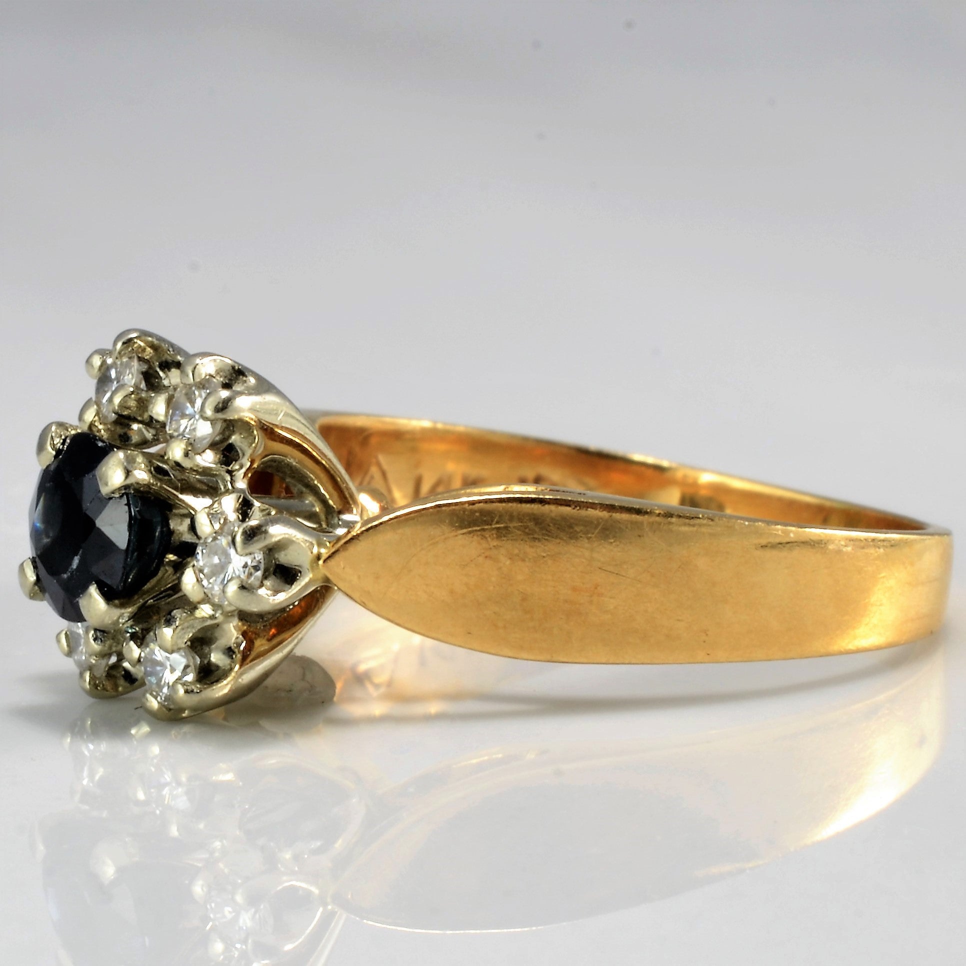 Diamond Halo Sapphire Ring | 0.15 ctw, SZ 5 |