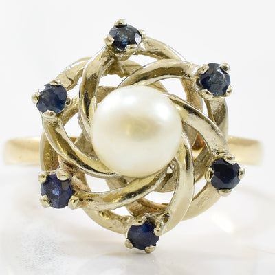Pearl & Blue Sapphire Cocktail Ring | 0.60ctw, 1.90ct | SZ 7.5 |
