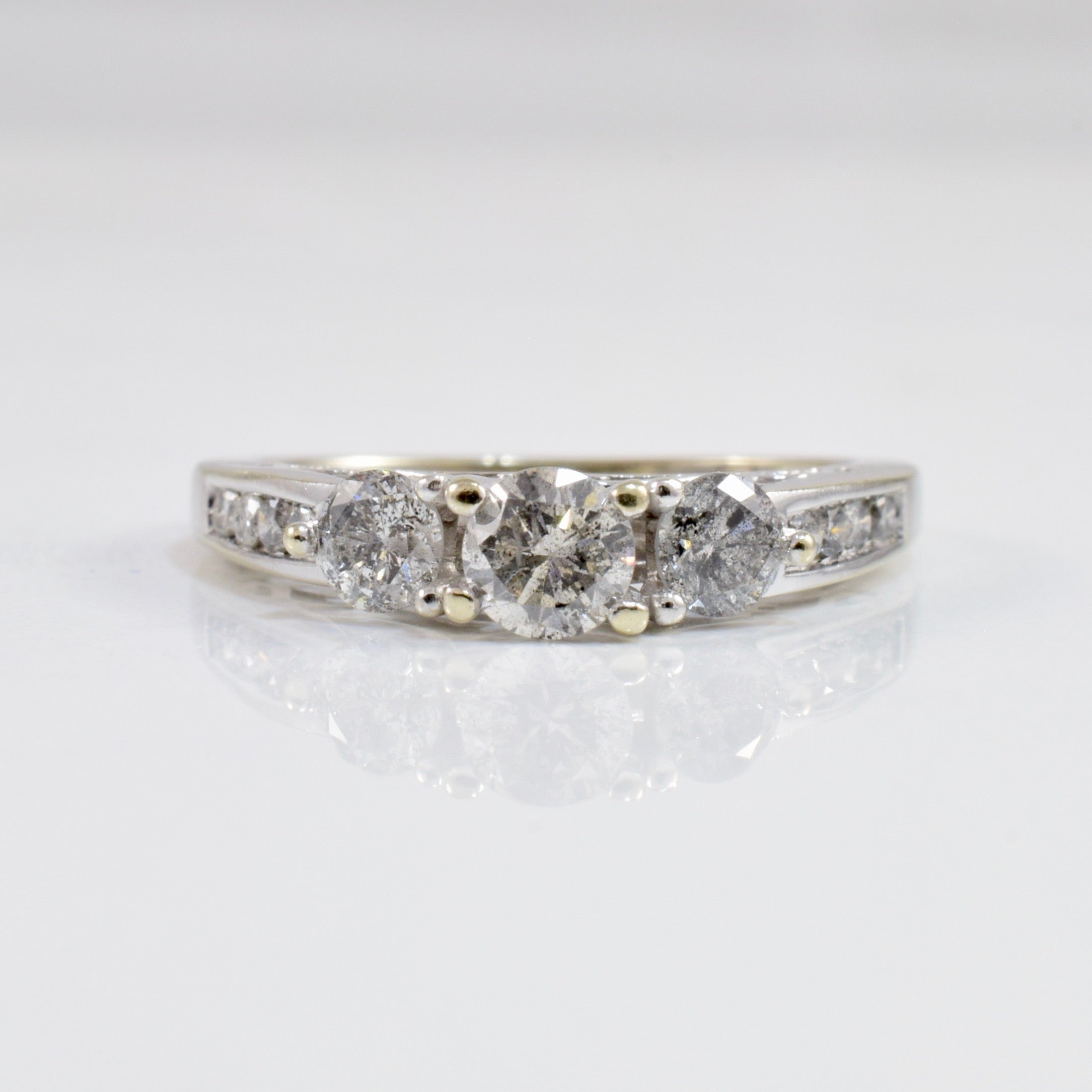 Three Stone Diamond Engagement Ring | 0.83 ctw SZ 6.5 |