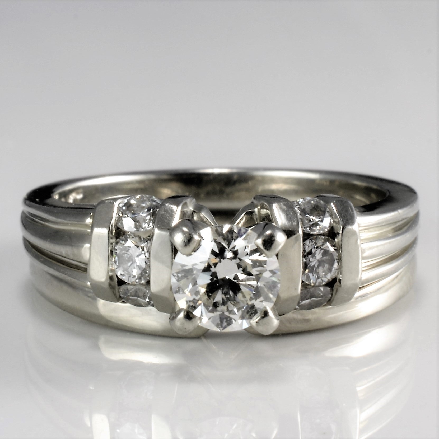 Channel Accented Engagement Ring & Wedding Band | 0.68 ctw, SZ 6.5 |