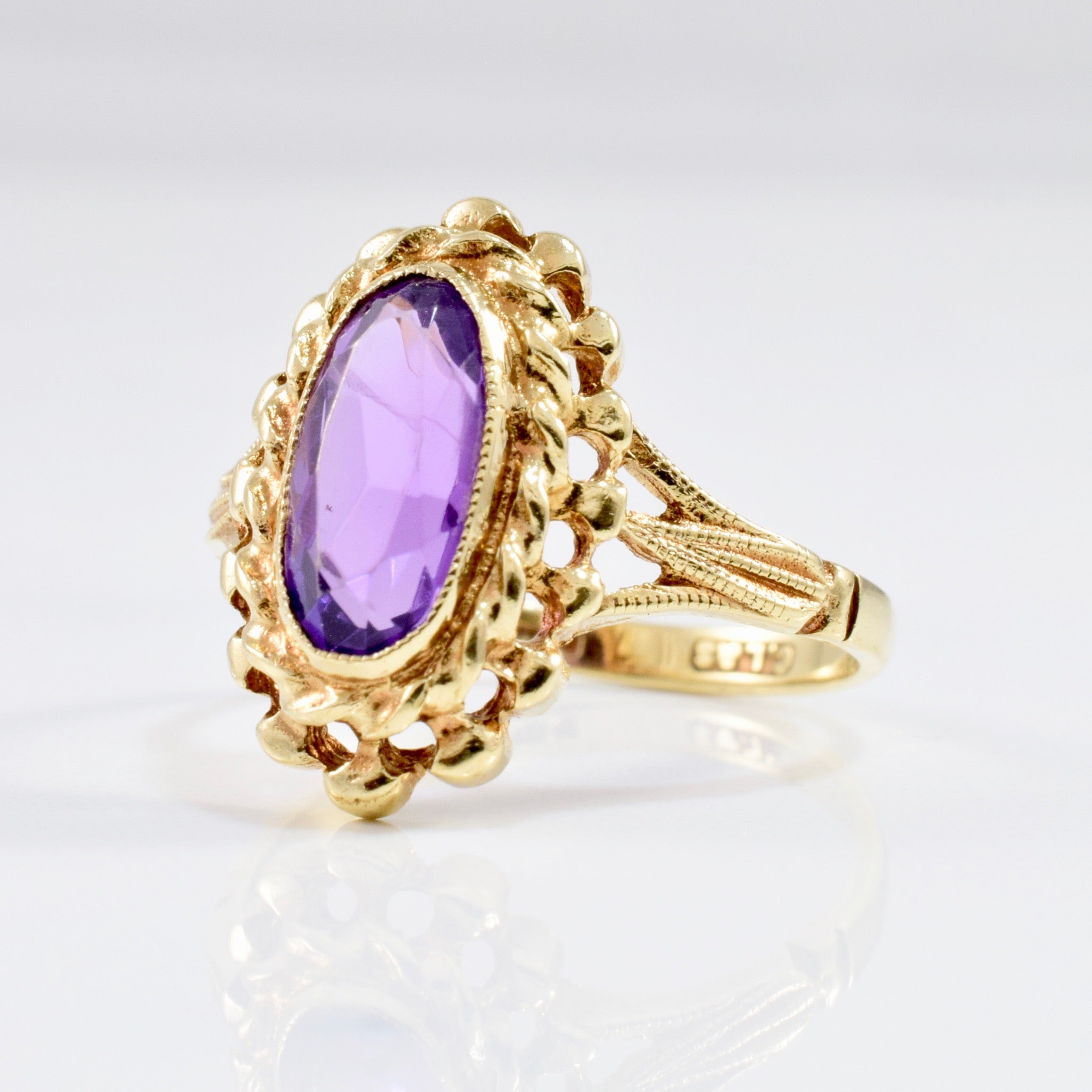 Bezel Set Amethyst Cocktail Ring | SZ 6.75 |