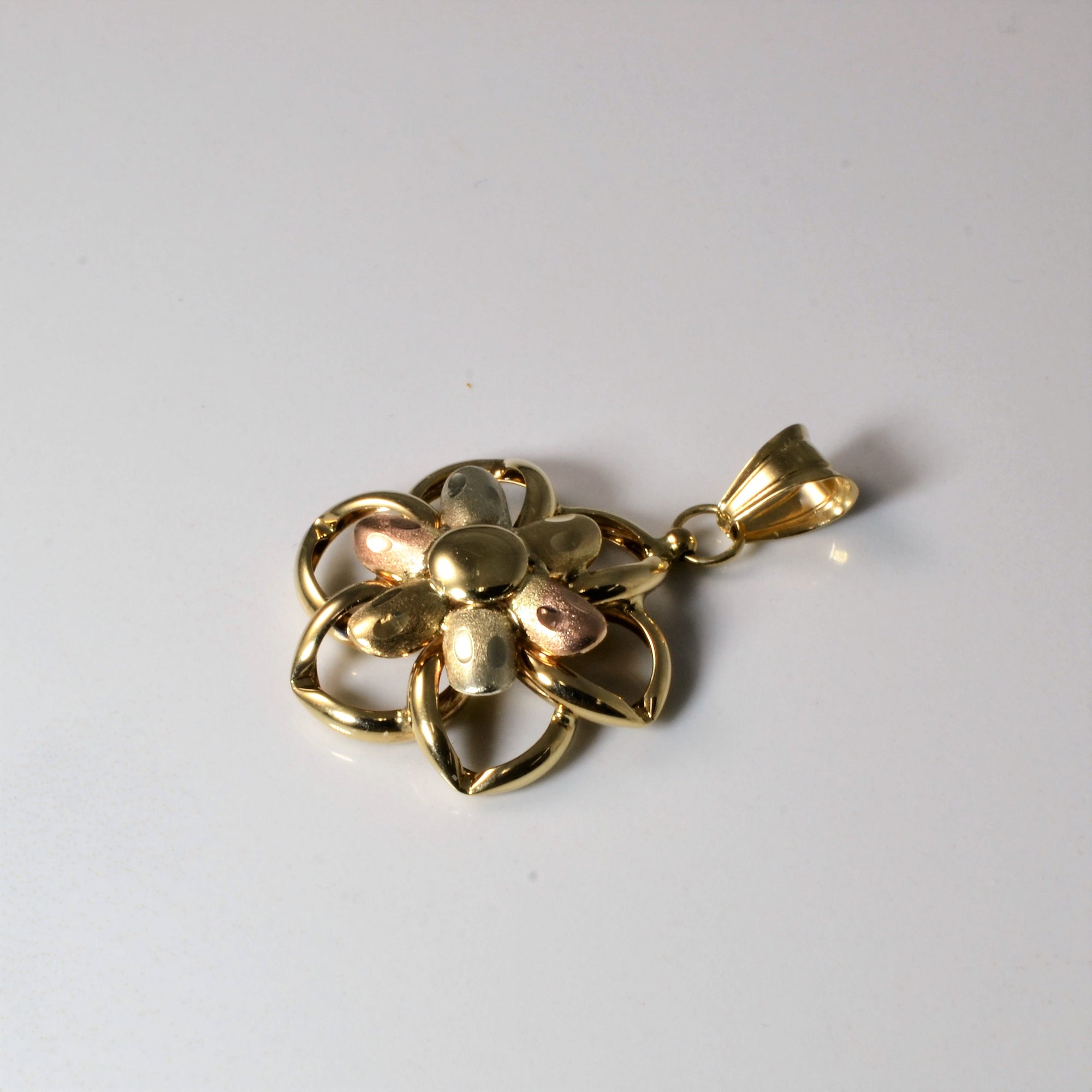 Tri Tone Gold Flower Pendant |