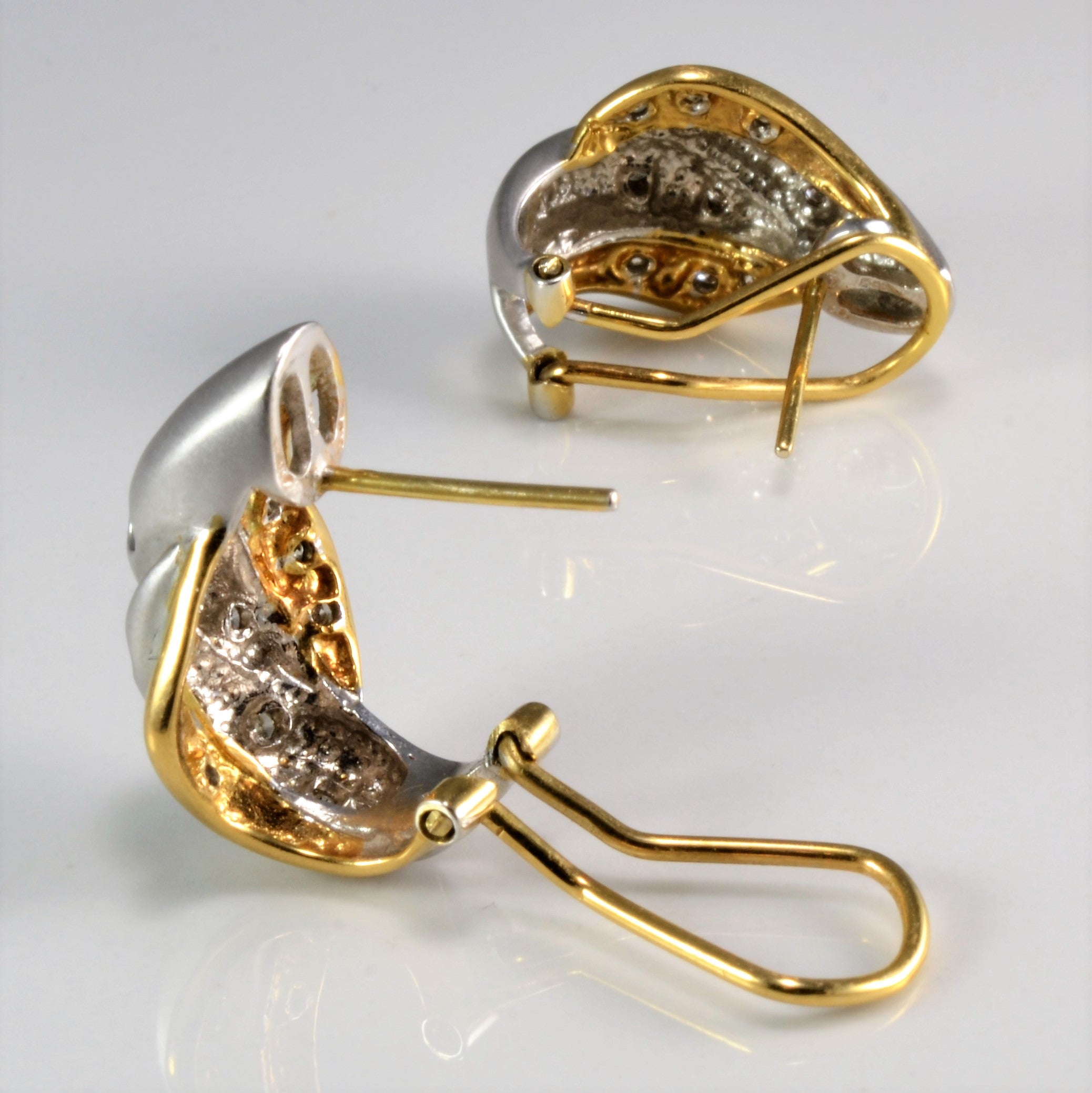 Flush Diamond Two Tone Gold Clip Earrings | 0.56 ctw |