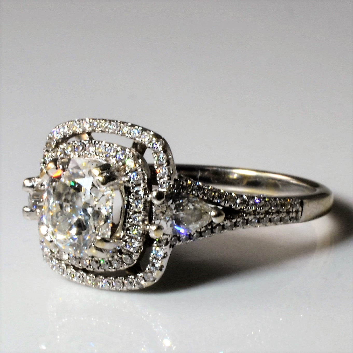 Double Halo Split Shank Engagement Ring | 1.99ctw | SZ 6.5 |