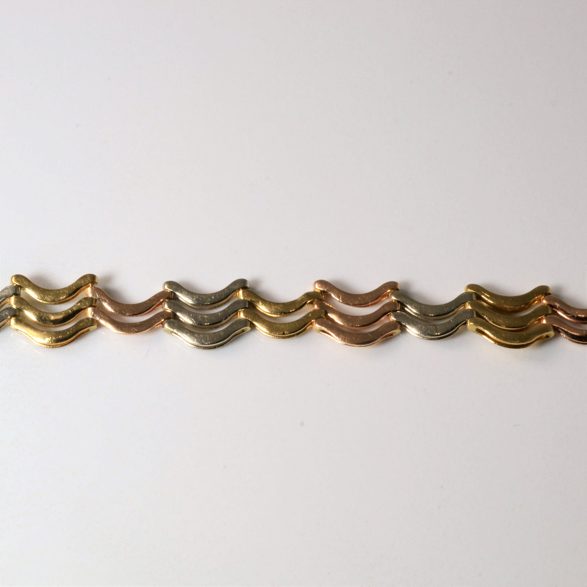 Tri Tone Gold Chain Bracelet | 7