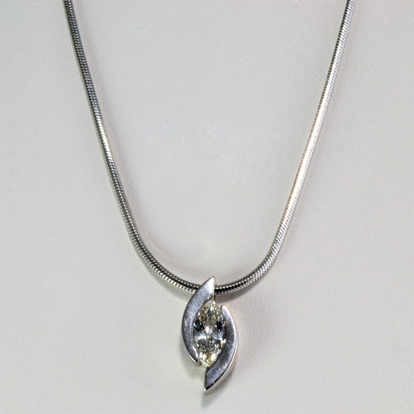 Bezel Set Marquise Diamond Pendant Necklace | 0.70 ct, 18''|