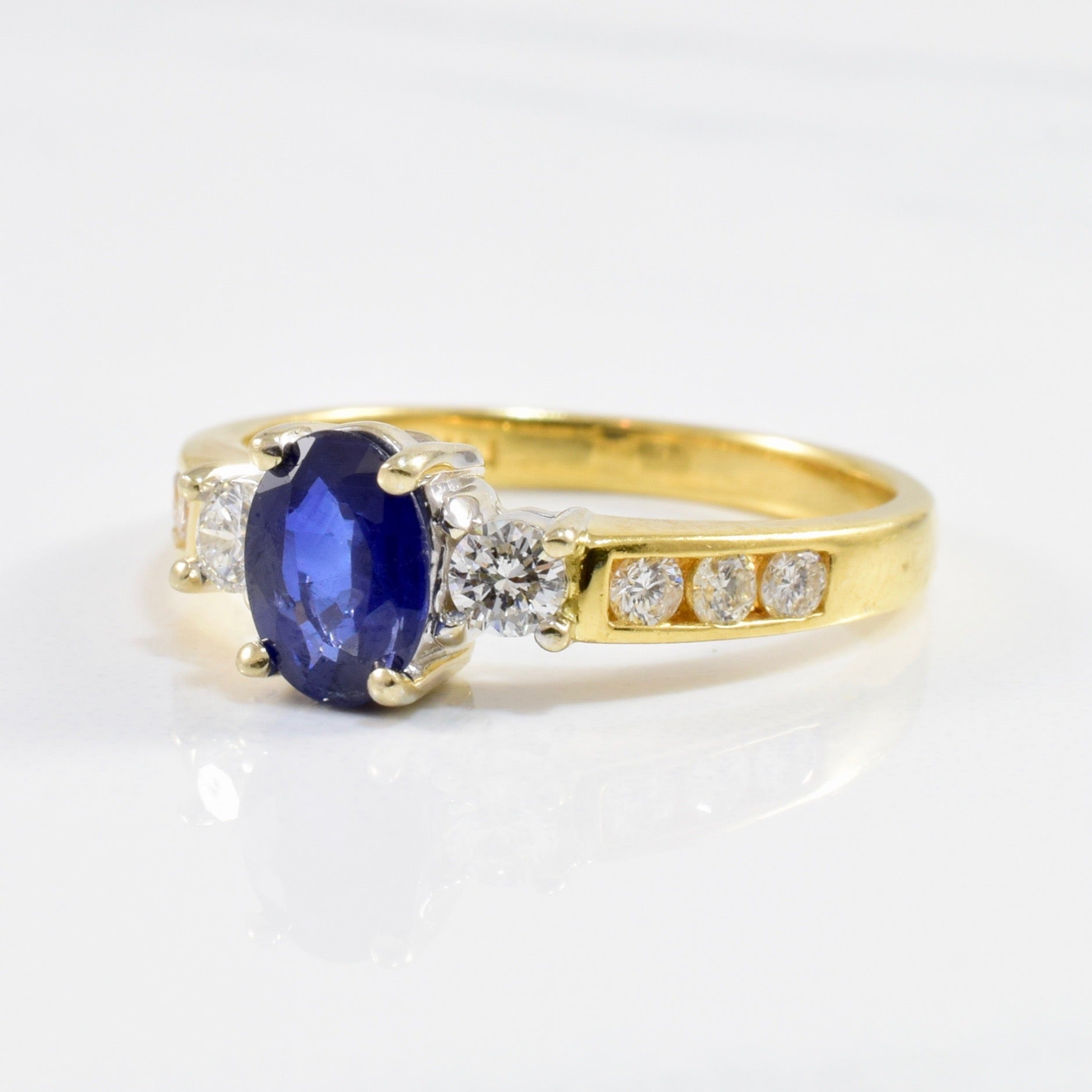 Oval Sapphire & Diamond Engagement Ring | 0.36ctw, 0.90ct | SZ 7 |